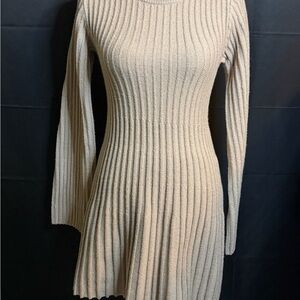 Lulu's Cream Long Sleeve Ribbed Dress